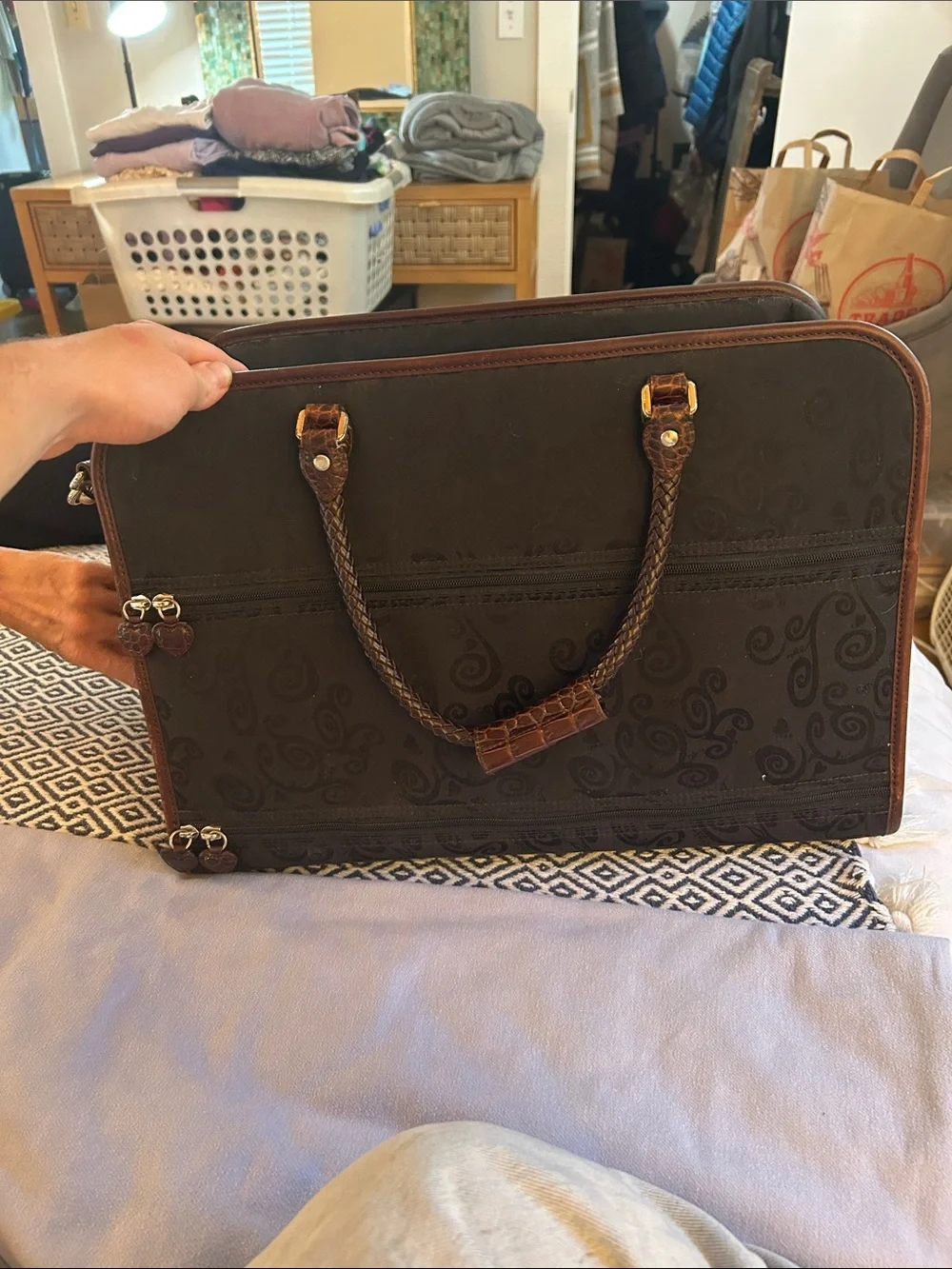 Brighton Dark Brown Croc-Embossed Leather Briefcase